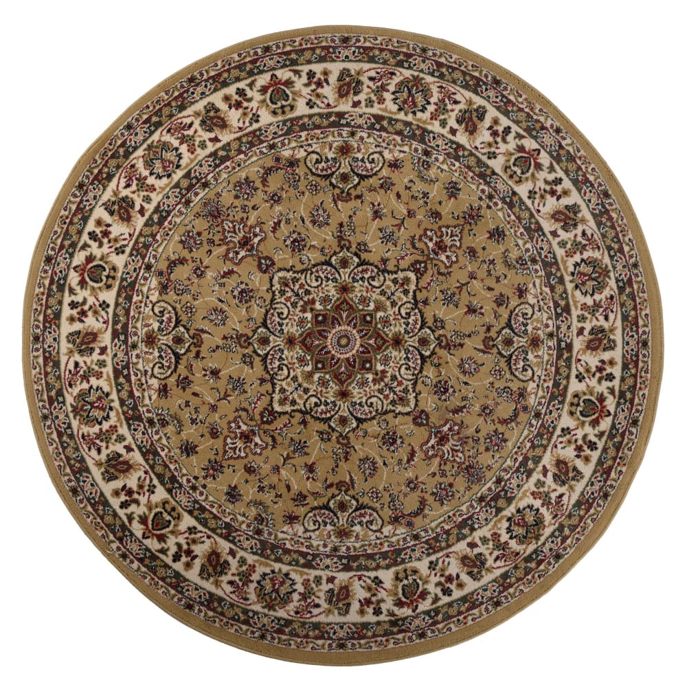 THEKO Tapis tissé au design oriental en polypropylène camel D 240 cm style vintage Marron Pvc - Poly Chlorure De Vinyle