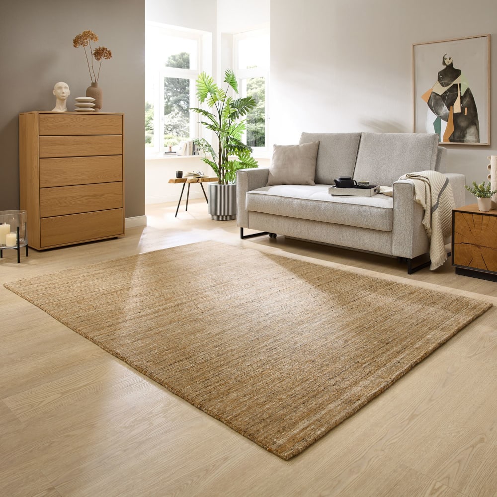 Tapis chiné tissé à la main ocre 70x140 cm — vue 3