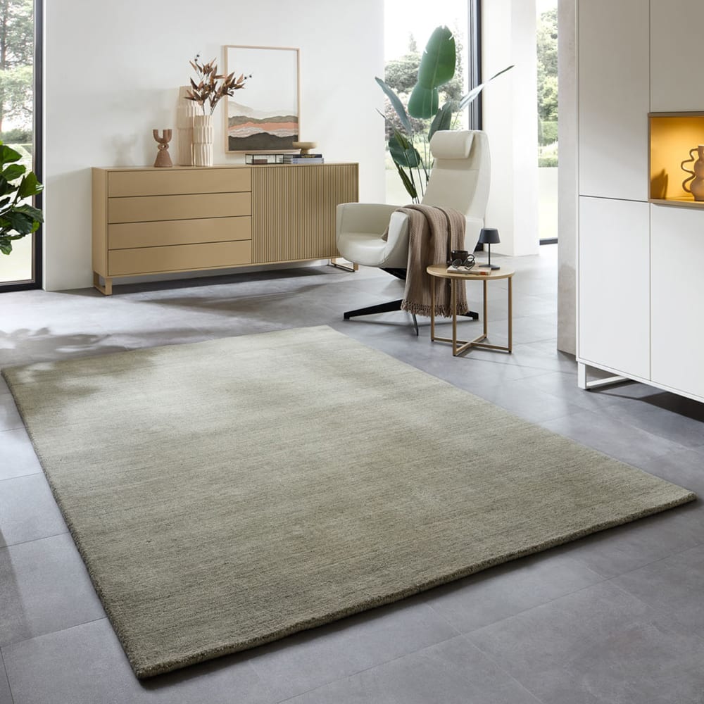 Tapis de salon tissé main en viscose et laine Vert 60x90 cm — vue 3