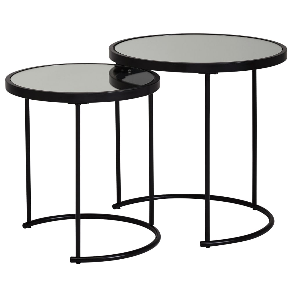 Lot de 2 tables gigognes en métal, noir Lot de 2 tables gigognes en métal, noir