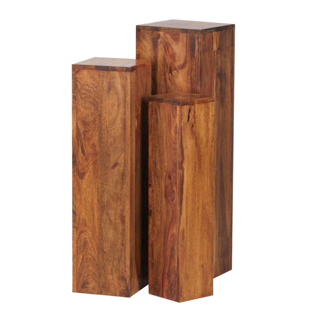 Lot de 3 tables gigognes en bois massif de sheesham, marron Lot de 3 tables gigognes en bois massif de sheesham, marron