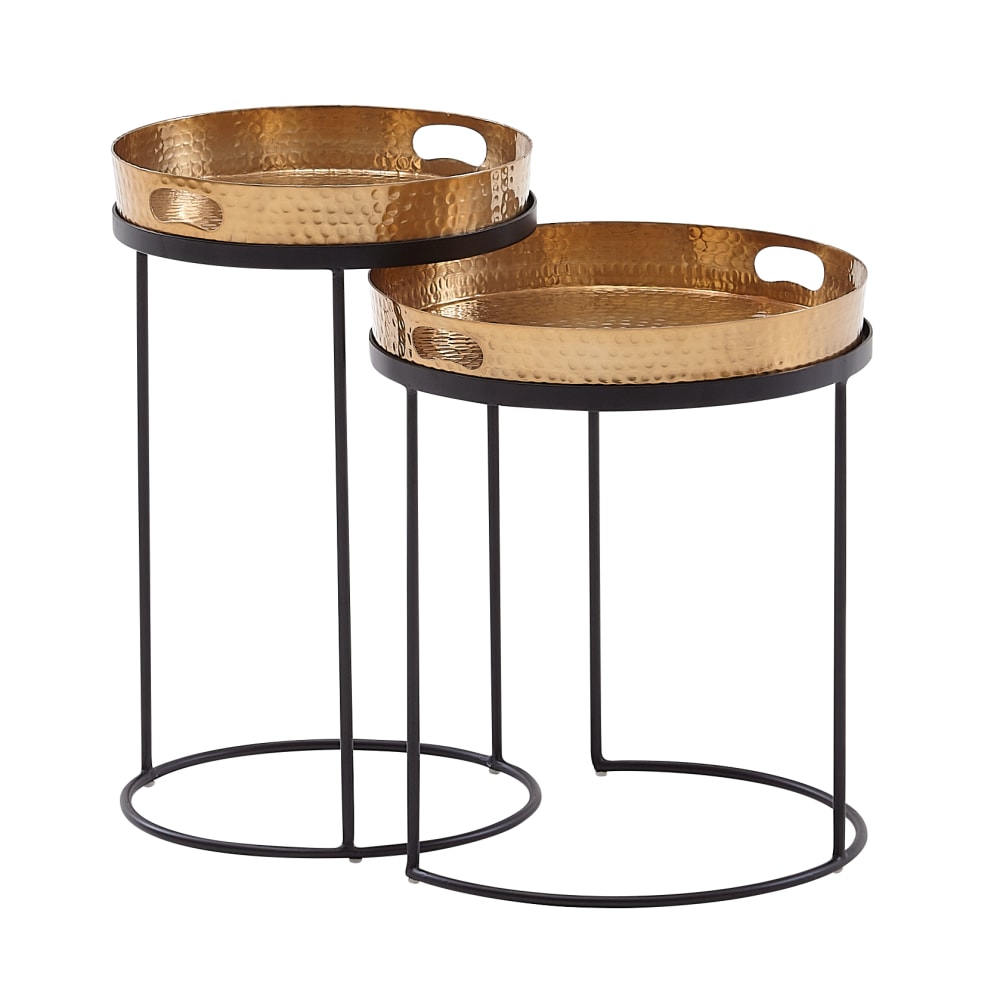 FineBuy Beistelltisch aus Aluminium, Gold style modern Gold Aluminium