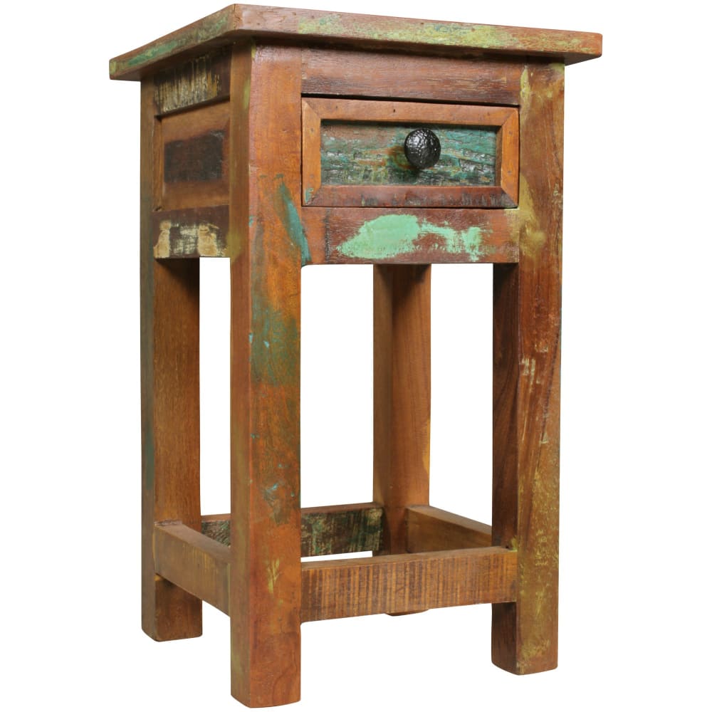 Table d'appoint avec tiroir en bois massif de manguier, marron Table d'appoint avec tiroir en bois massif de manguier, marron