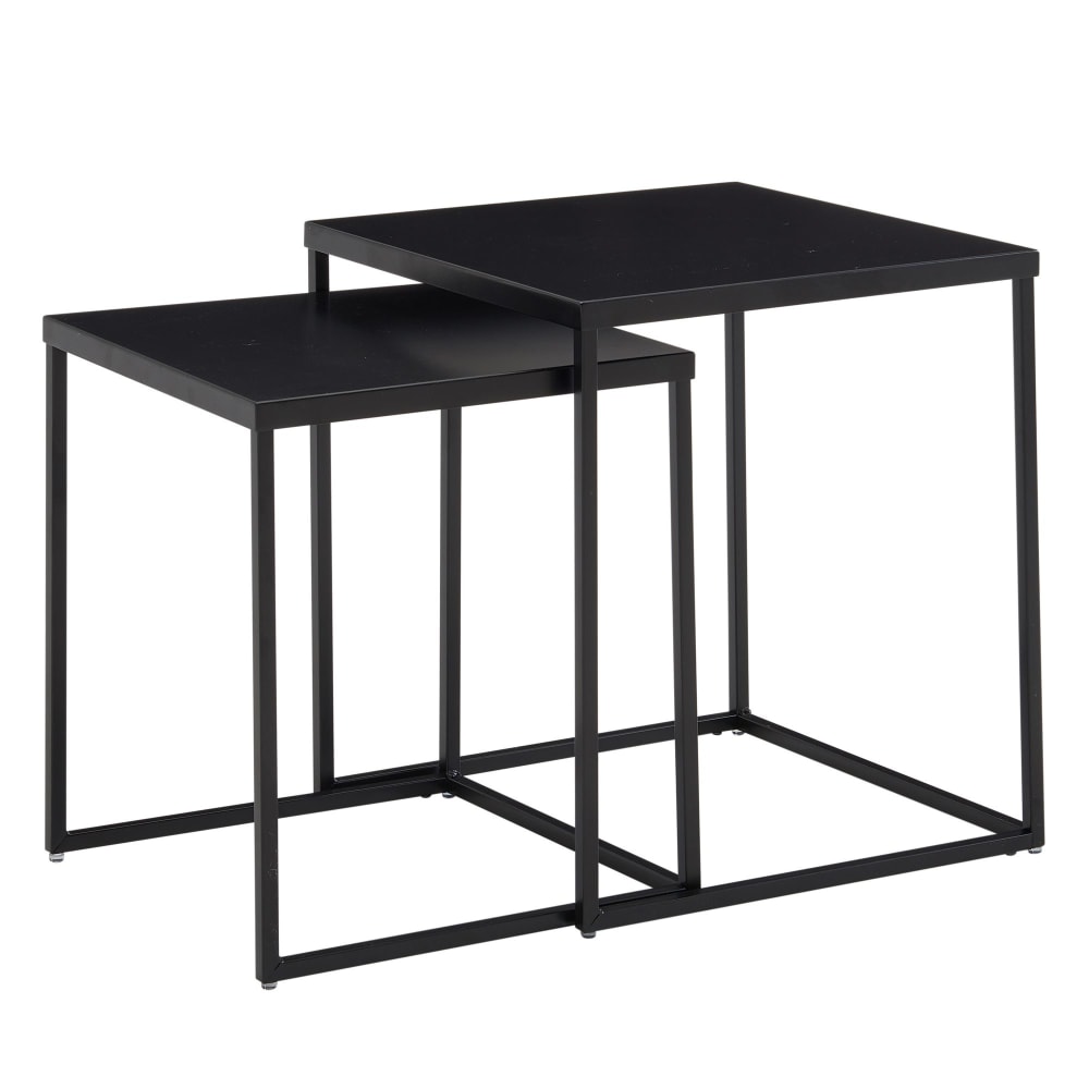 Lot de 2 tables gigognes en métal, noir