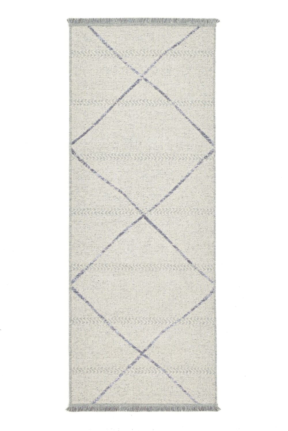 THEKO Maschinengewebter Teppich aus Wolle und Viskose Natural 80x200 cm style modern Weiß Wolle