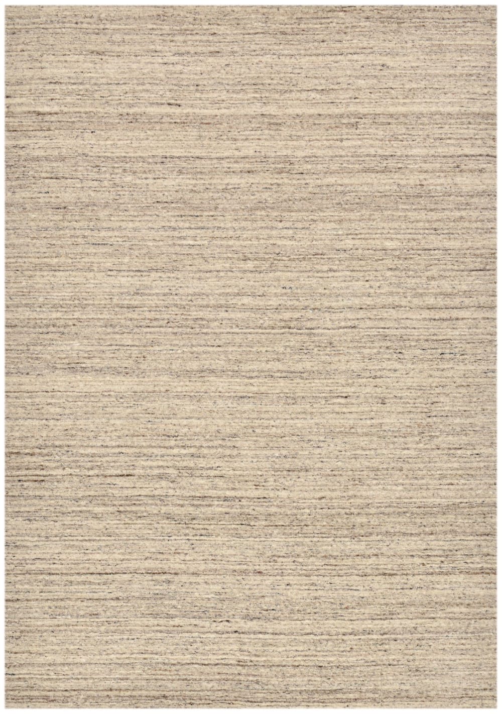 THEKO Handgewebter melierter Teppich in Naturbeige 70x140 cm - Wolle