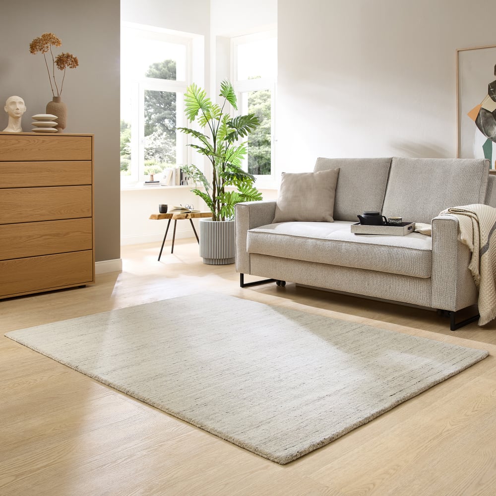 Tapis chiné tissé à la main gris et beige 70x140 cm — vue 3