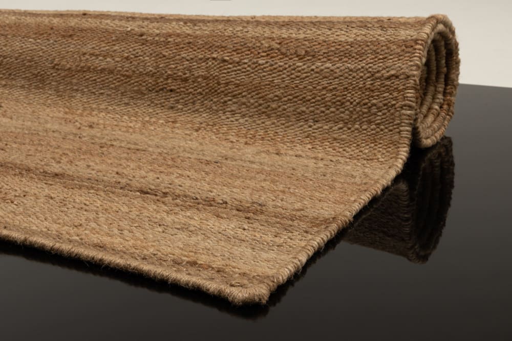 Dünner handgefertigter Wohnzimmerteppich aus Jute Natur 130x190