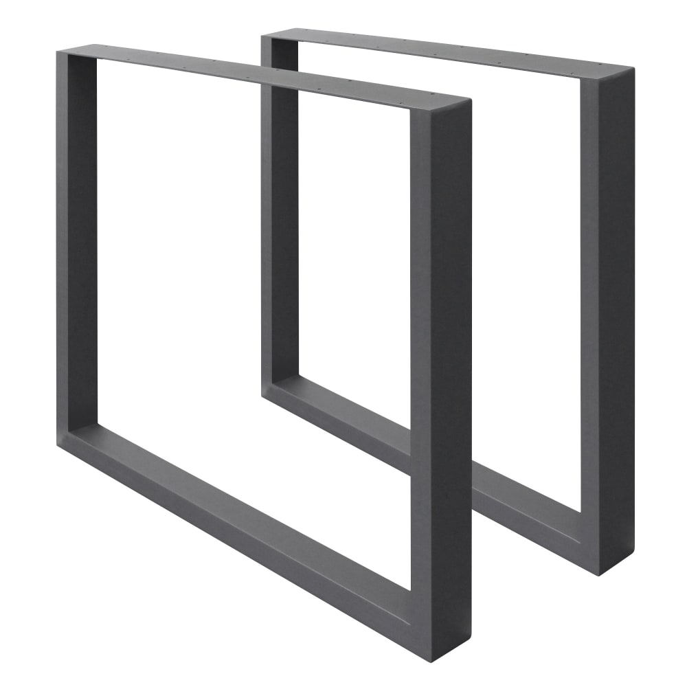 ECD Germany Tischbeine 2er Set 70 x 72 cm, Anthrazit, aus Stahl, Industriedesign Grau Metall