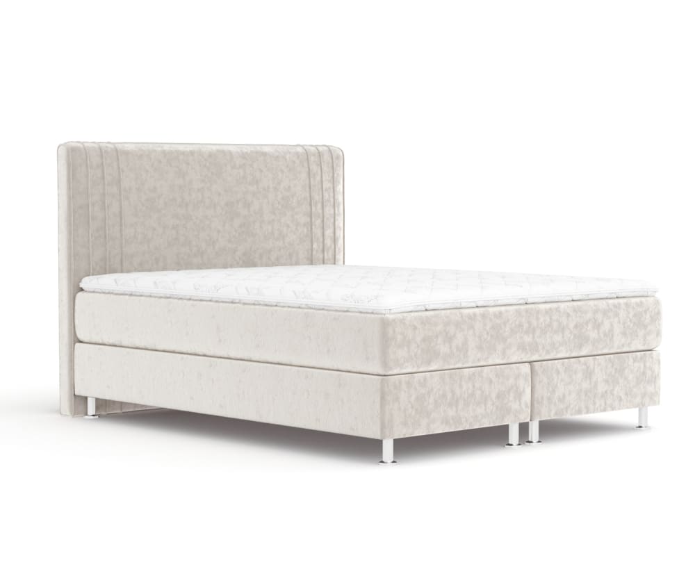 Maison de Reve Boxspringbett mit Taschenmatratze aus Samtstoff, 160x200 cm style modern Beige