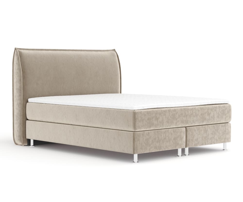 Maison de Reve Boxspringbett mit Taschenmatratze aus Samtstoff, 140x200 cm style modern Beige