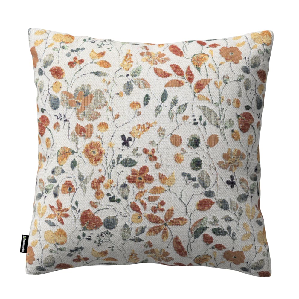 Dekoria Geblümte Kissenhülle, beige und orange, 43x43 cm style landhaus Mehrfarbig Stoff