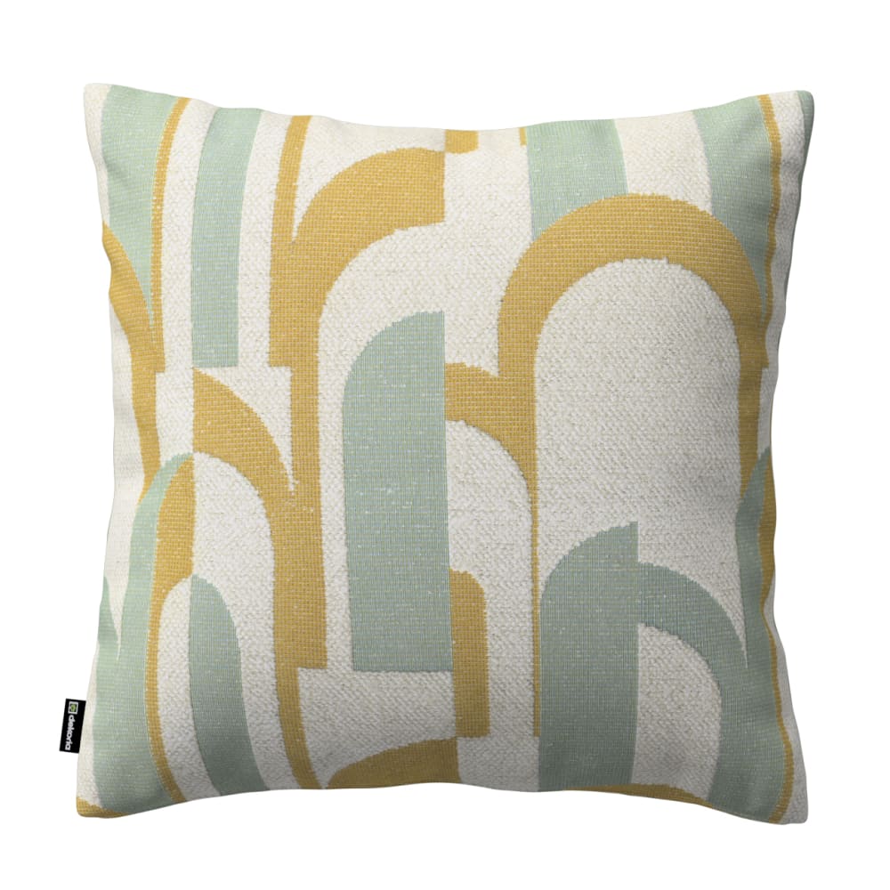 Dekoria Gemusterte Kissenhülle, mint und gelb, 43x43 cm style modern - Stoff