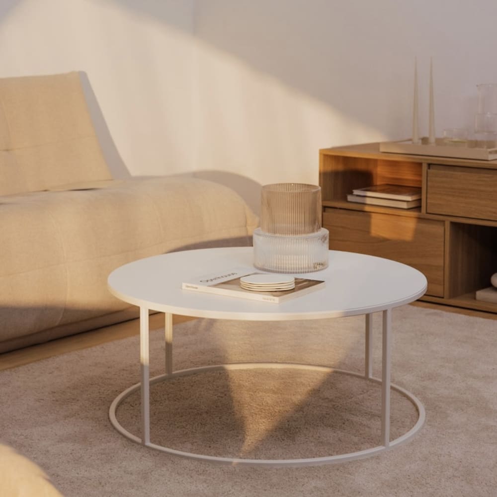 Couchtisch aus Metall,Ø 60 / 35cm, weiß - Maisons Du Monde