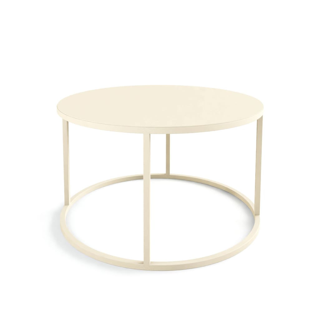 Table basse de salon en métal beige, Ø 60 / 35cm