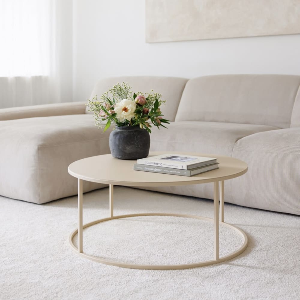 Couchtisch aus Metall, Ø 60 / 35cm, beige - Maisons Du Monde
