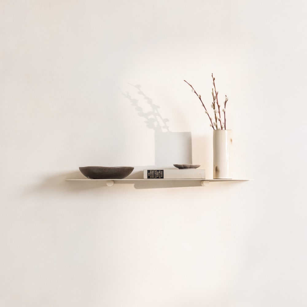 Etagère murale en acier beige, 17 x 60 cm