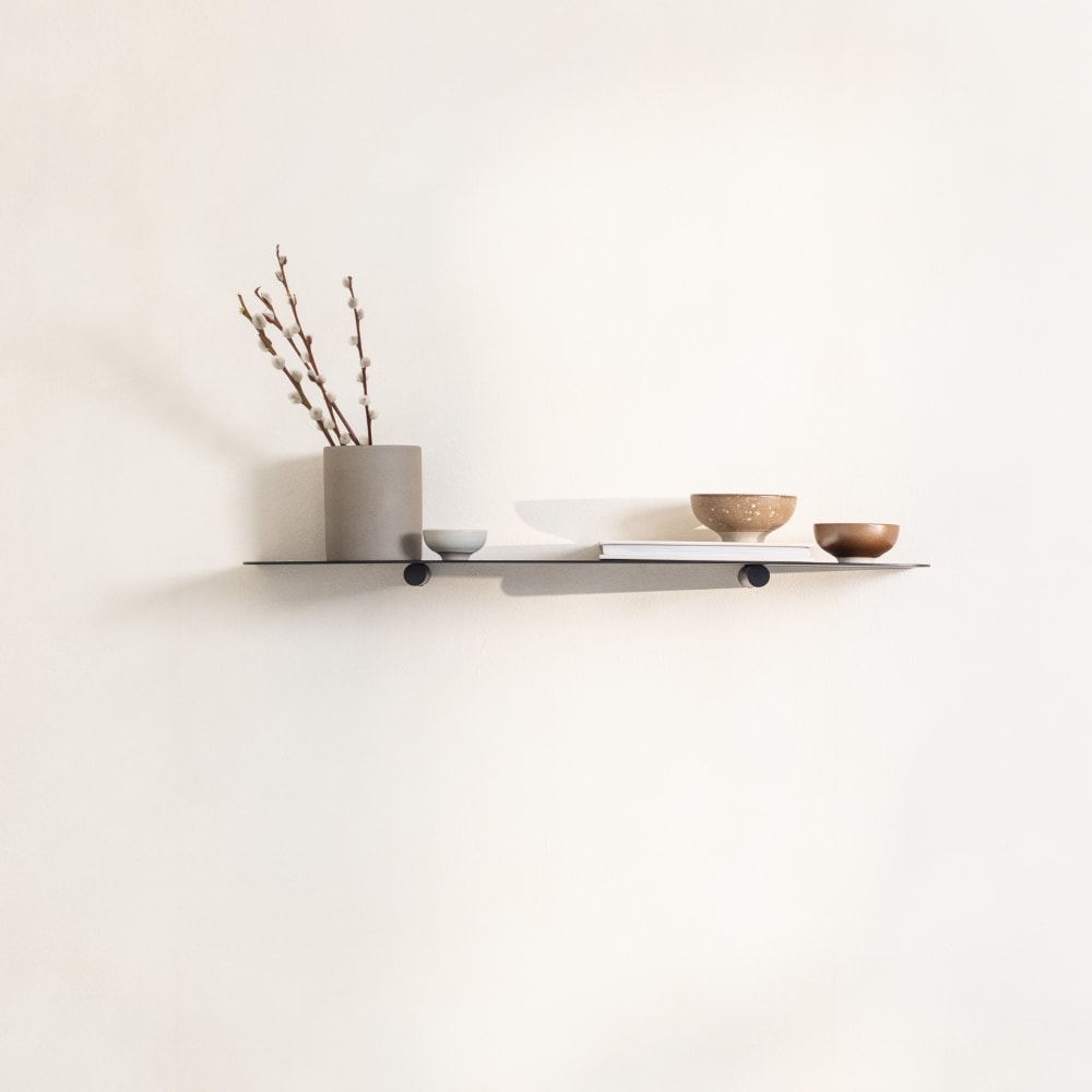 Etagère murale en acier noir, 17 x 60 cm