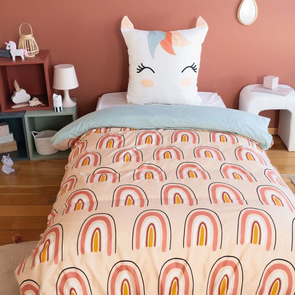 Parure de lit enfant imprimée licorne en polyester 200 x 140 cm