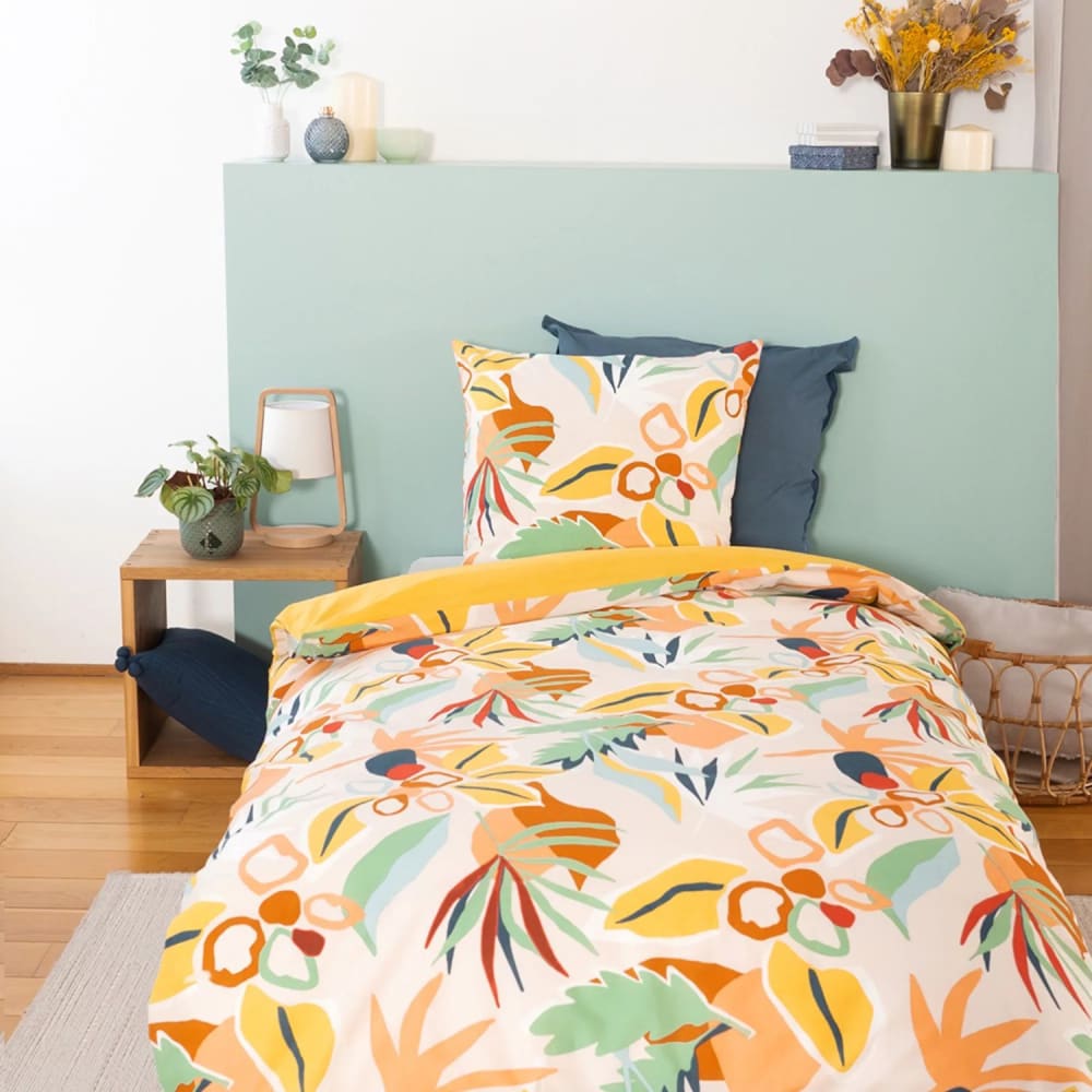 Parure de lit en coton adouci jaune 140 x 200 cm