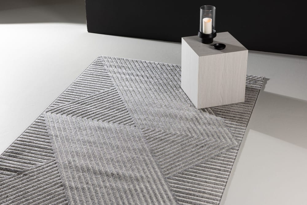Tapis 200x290cm avec motifs en tissu ROAN tissu gris 200x290x2cm — vue 3