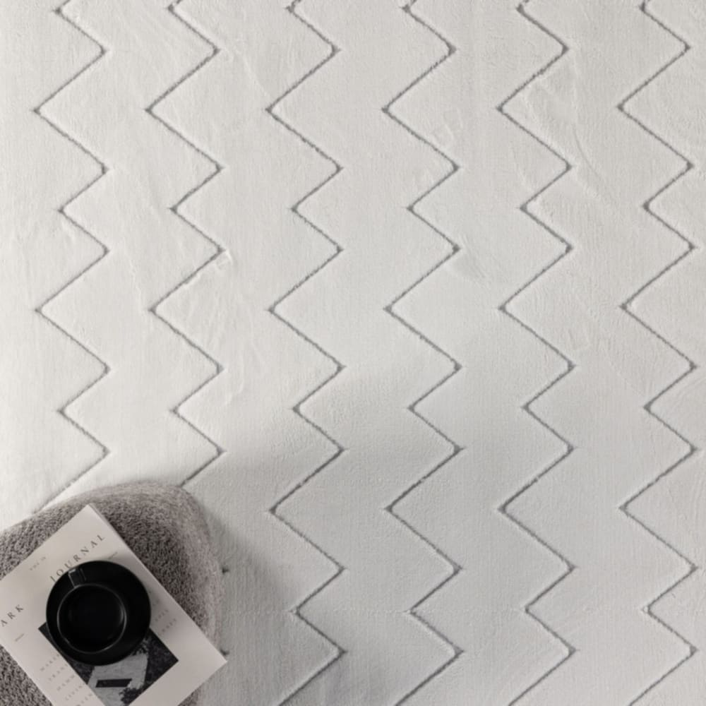 Tapis à motifs zig zag 200x290cm YAFF tissu blanc 200x290x1.5cm — vue 3