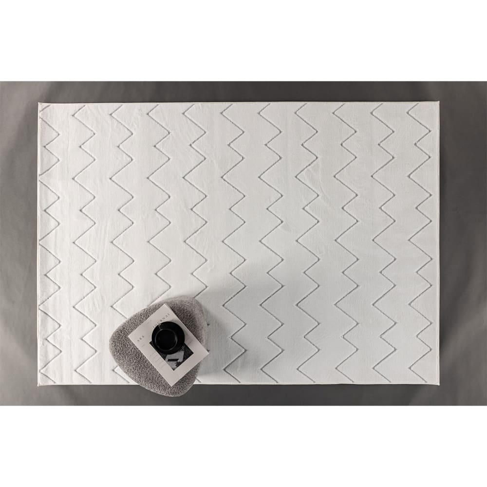 Tapis à motifs zig zag 200x290cm YAFF tissu blanc 200x290x1.5cm — vue 4