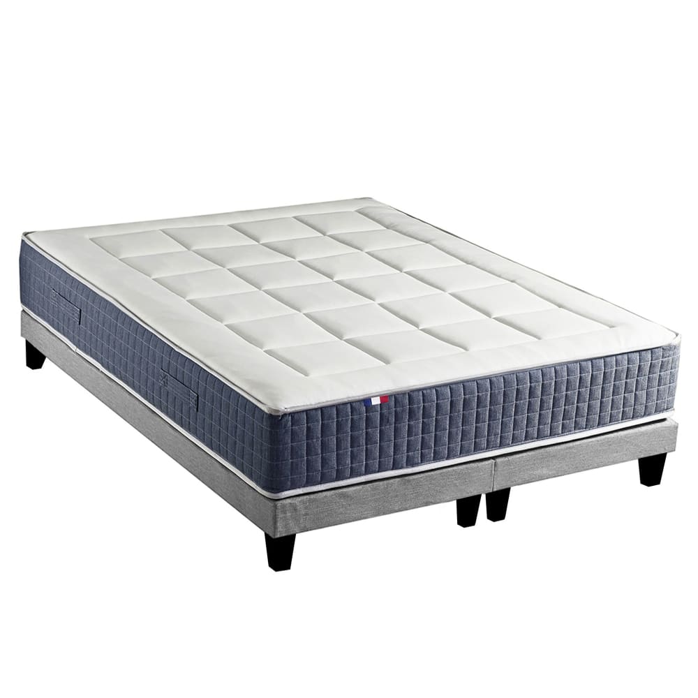 Ensemble matelas ressort 7 zones et mémoire forme sommier 2x90x200
