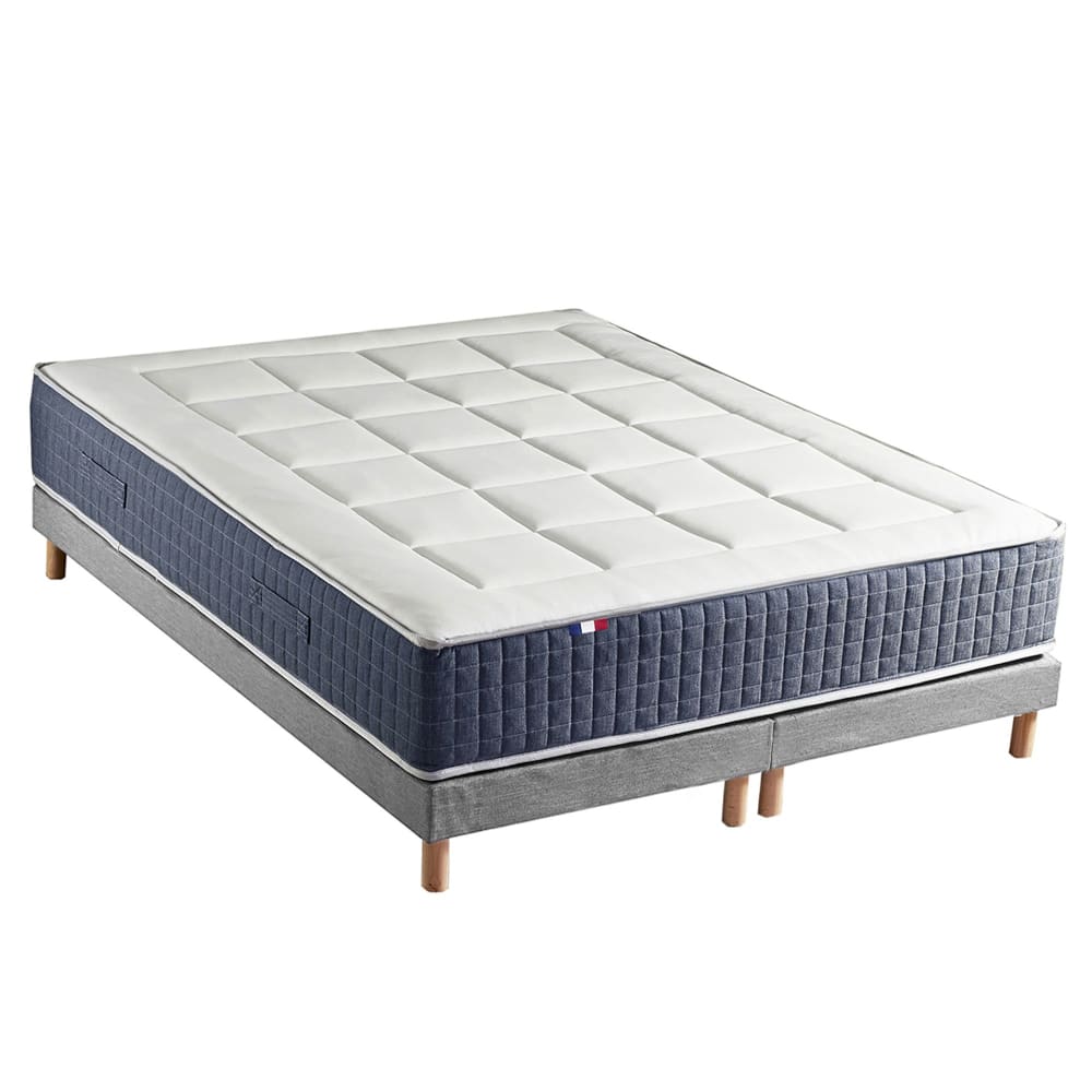 Ensemble matelas ressort 7 zones et mémoire forme sommier 2x80x200