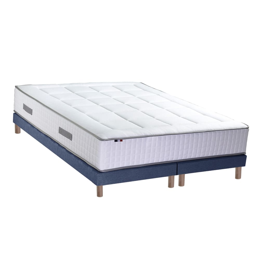 Ensemble matelas ressort 7 zones et mémoire forme sommier 2x80x200