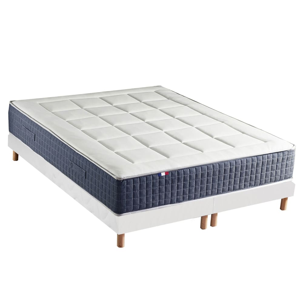 Ensemble matelas ressort 7 zones et mémoire forme sommier 2x90x200