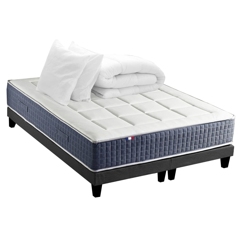 Ensemble matelas hybride + couette + oreillers 2x90x200 - Maisons du Monde