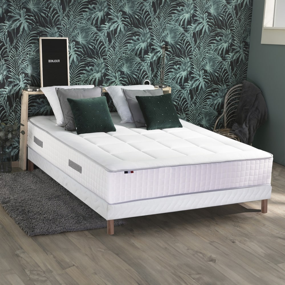 Matelas hybride 7 zones mémoire de forme sommier 140 x 190 blanc Matelas hybride 7 zones mémoire de forme sommier 140 x 190 blanc