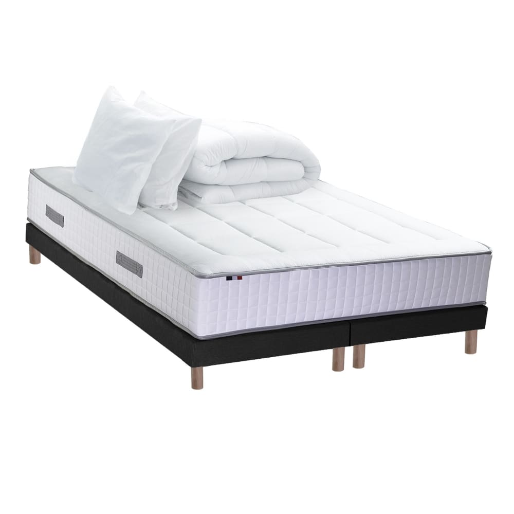Ensemble matelas mémoire de forme sommier et couette 2x90x200