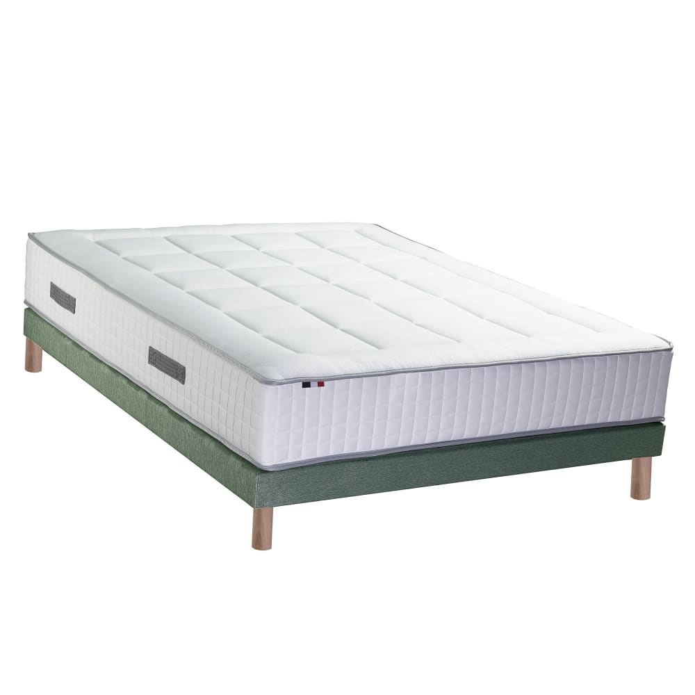 Ensemble matelas ressort 7 zones et mémoire forme sommier 140x190