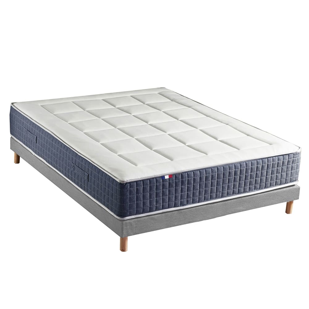Ensemble matelas ressort 7 zones et mémoire forme sommier 160x200