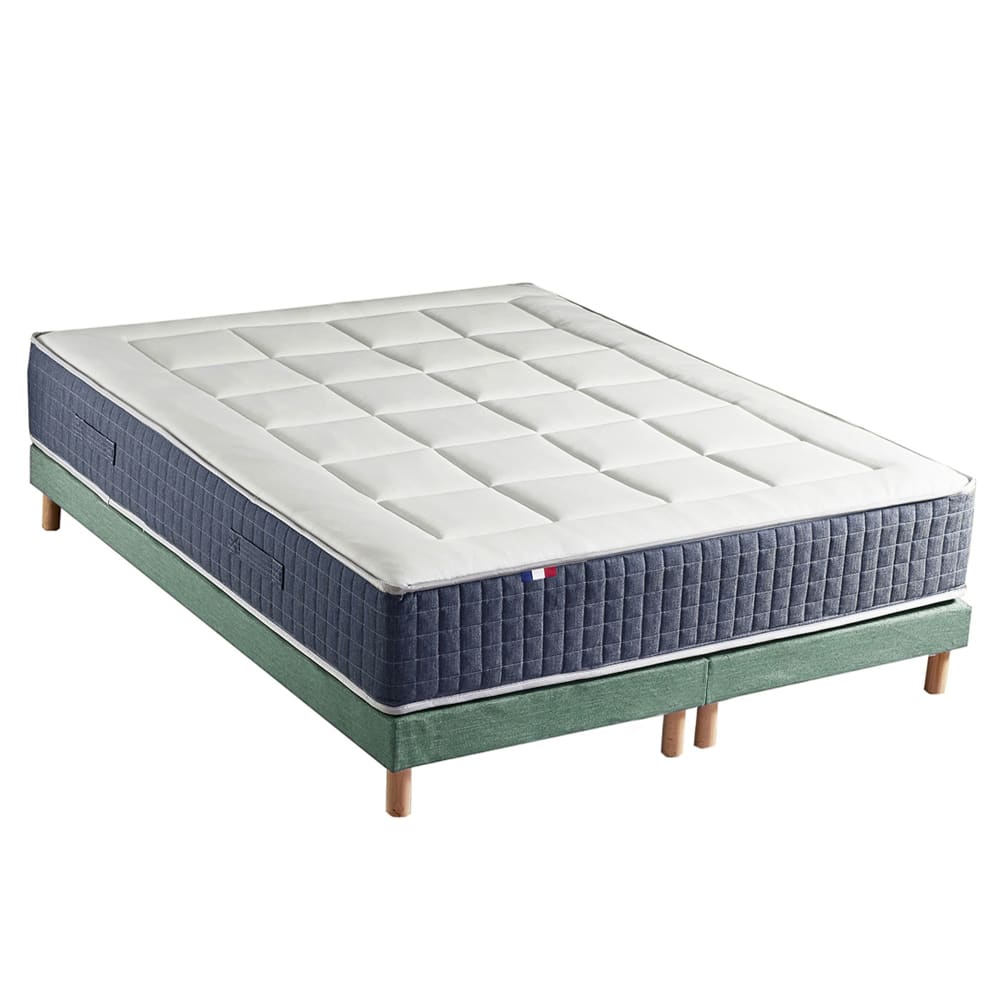 Ensemble matelas ressort 7 zones et mémoire forme sommier 2x80x200