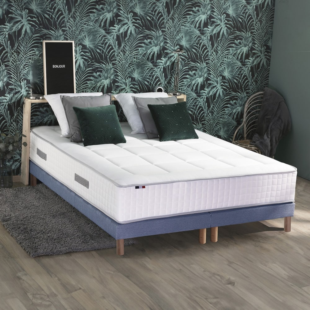 Matelas ressorts 7 zones + sommier palacio 2 160x200 bleu denim Matelas ressorts 7 zones + sommier palacio 2 160x200 bleu denim