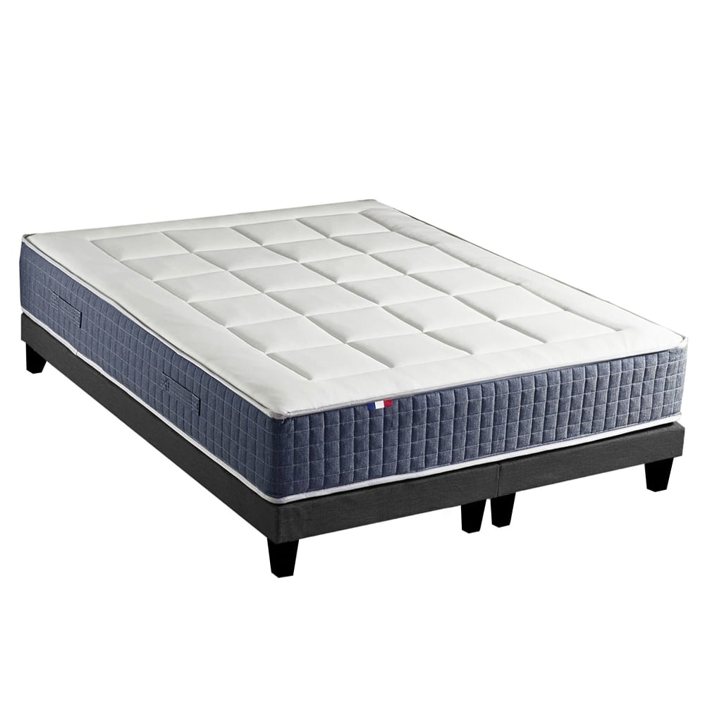 Ensemble matelas ressort 7 zones et mémoire forme sommier 2x80x200