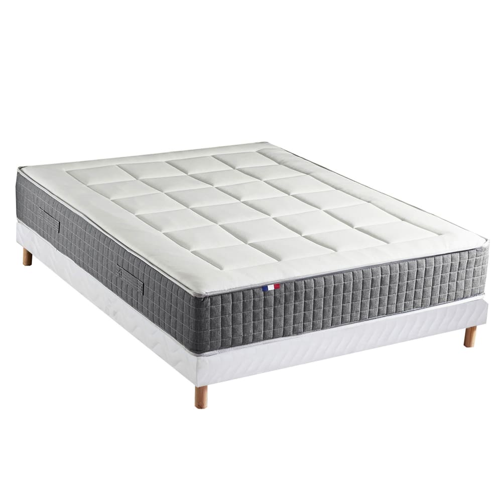 Ensemble matelas ressort 7 zones + sommier max 140 x 190 blanc - Maisons du Monde