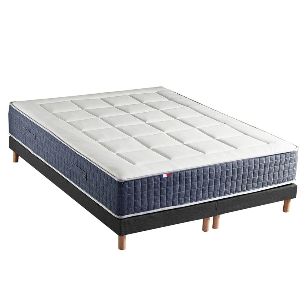 Ensemble matelas ressort 7 zones et mémoire forme sommier 2x80x200