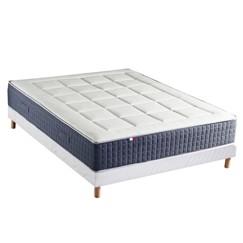 Ensemble matelas ressort 7 zones et mémoire forme sommier 140x190