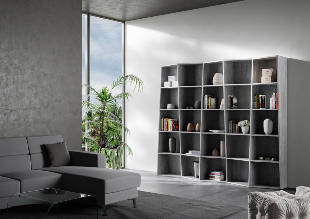 Modernes Bücherregal 5 Module Zement - Maisons Du Monde