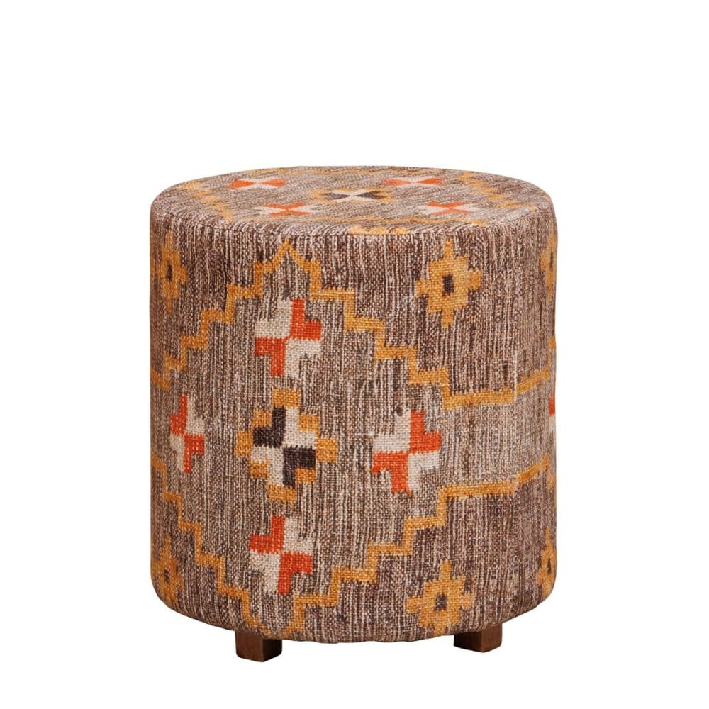 Pouf de cuero marrón