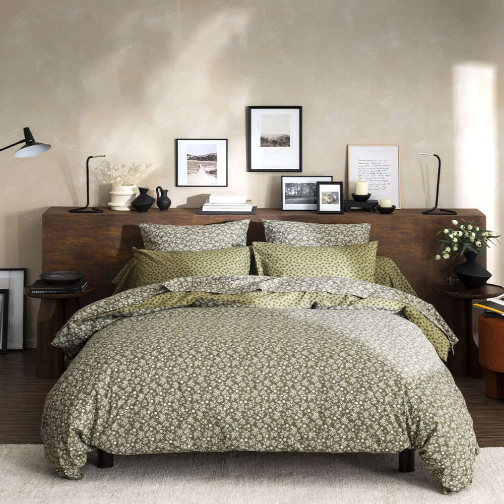 Drap housse en lyocell vert kaki 140x190cm - Maisons du Monde