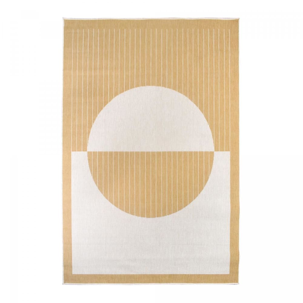 Alfombra de exterior kilim reversible amarillo y crema 120x170