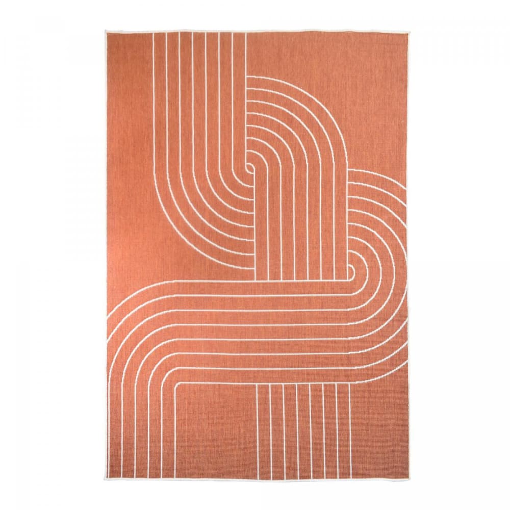 Tapis extérieur terrasse, kilim reversible terracota et crème 160x230