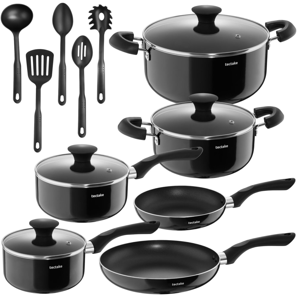 15 pièces, batterie de cuisine, aluminium, antiadhésif, induction noir 15 pièces, batterie de cuisine, aluminium, antiadhésif, induction noir