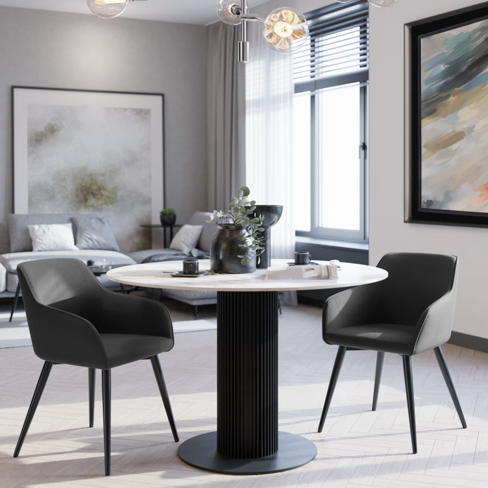 Lot de 2 chaises en velours côtelé forme ergonomique anthracite/noir