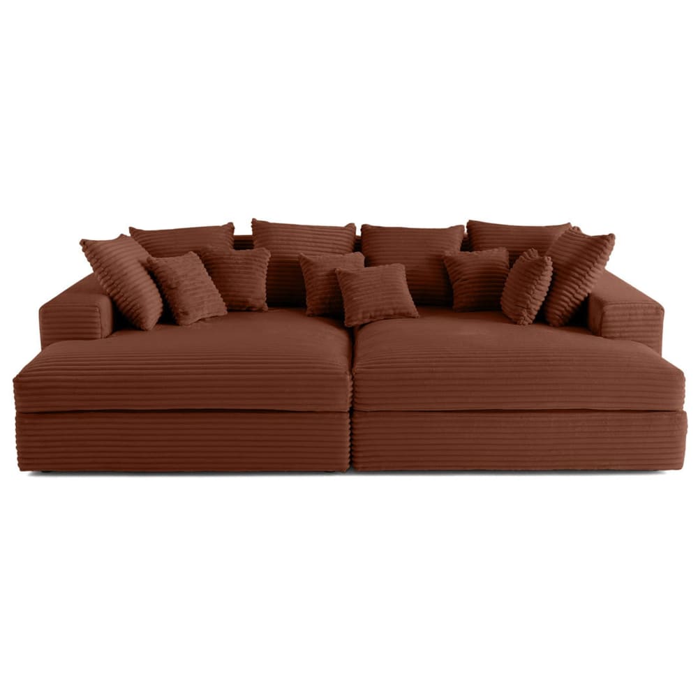 Canapé droit 4 places en  terracotta